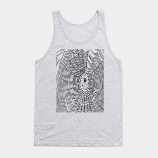 Artistic Halloween Spider Web Cobweb Doodle In Black Tank Top